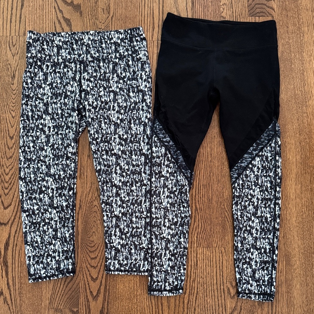 EUC Fabletics Black and Gray Leggings Set